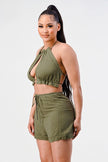 OLIVE CROPPED SHORT SET Wäre Rare Fashion