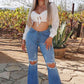 Knee Rip Flare Jean in Medium Wash Wäre Rare Fashion