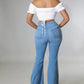 Knee Rip Flare Jean in Medium Wash Wäre Rare Fashion