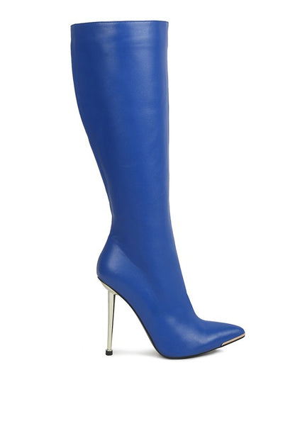 HALE Faux Leather Pointed Heel Calf Boots