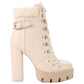 PINES Faux Leather Fur Collared Ankle Boots Wäre Rare Fashion
