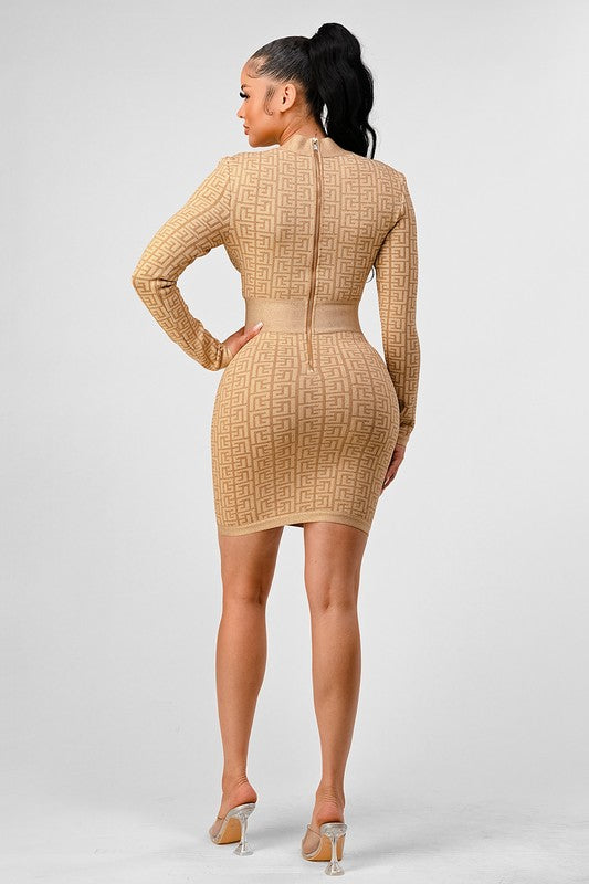 HOLIDAY COLLECTION GOLD BANDAGE DRESS