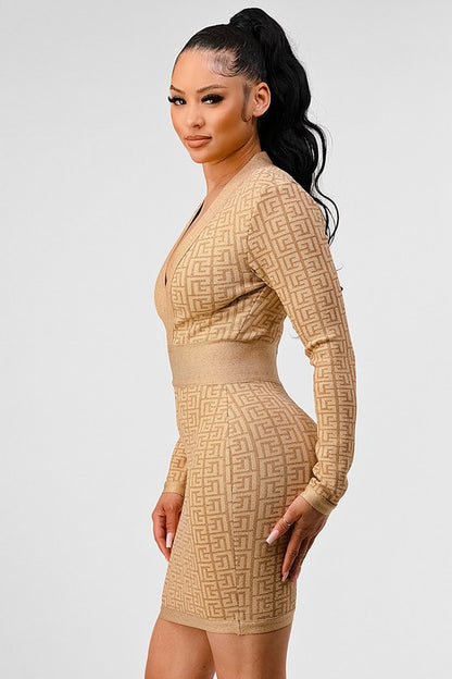 HOLIDAY COLLECTION GOLD BANDAGE DRESS