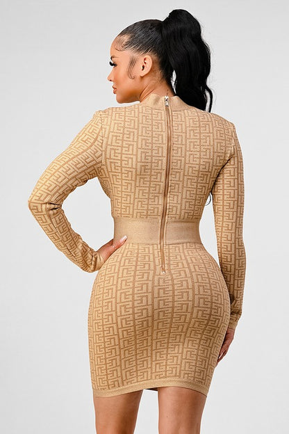 HOLIDAY COLLECTION GOLD BANDAGE DRESS