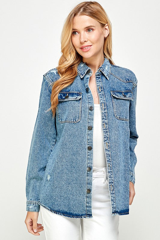 Women's Distressed Denim Shirts Wäre Rare Fashion