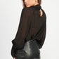 CONTRASTED SHEER TOP WITH SCARF DETAIL Wäre Rare Fashion