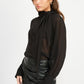 CONTRASTED SHEER TOP WITH SCARF DETAIL Wäre Rare Fashion
