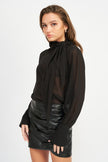 CONTRASTED SHEER TOP WITH SCARF DETAIL Wäre Rare Fashion