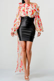 FLORAL LEATHER MINI DRESS Wäre Rare Fashion