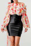 FLORAL LEATHER MINI DRESS Wäre Rare Fashion