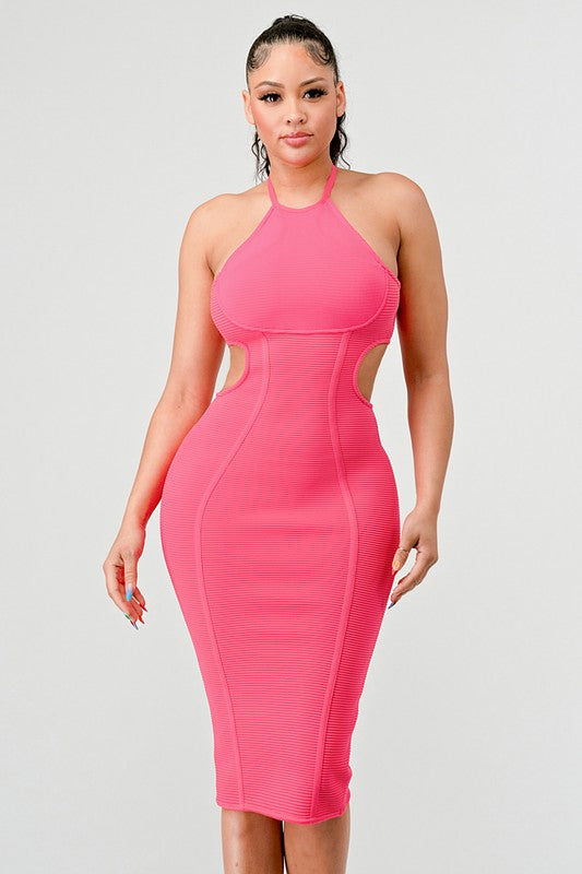 HALTER HOLLOW OUT BODYCON BANDAGE DRESS Wäre Rare Fashion