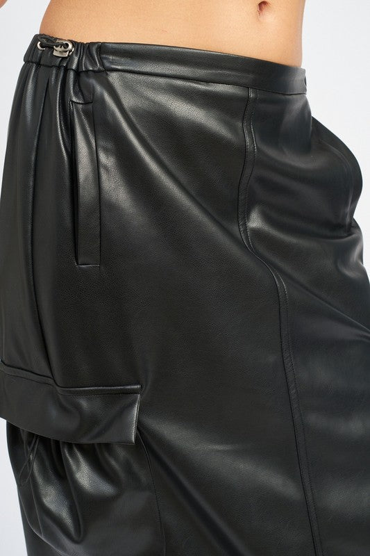 LEATHER CARGO MAXI SKIRT Wäre Rare Fashion