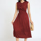Sleeveless Cross-Over Bodice Midi Dress EG fashion