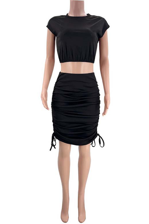 DUAL RUSHED SKIRT SET