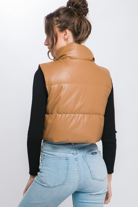 PU Faux Leather puffer Vest
