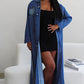 OPEN SLIT LONG DENIM JACKET Wäre Rare Fashion