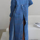 OPEN SLIT LONG DENIM JACKET Wäre Rare Fashion