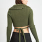 V NECK CARDIGAN WITH FUR COLLAR Wäre Rare Fashion