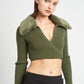 V NECK CARDIGAN WITH FUR COLLAR Wäre Rare Fashion