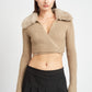V NECK CARDIGAN WITH FUR COLLAR Wäre Rare Fashion