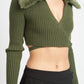 V NECK CARDIGAN WITH FUR COLLAR Wäre Rare Fashion