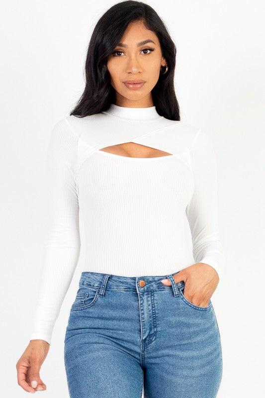 Front Cutout Long Sleeve Bodysuit Wäre Rare Fashion