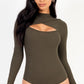 Front Cutout Long Sleeve Bodysuit Wäre Rare Fashion