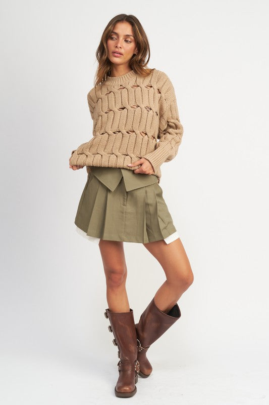 OPEN KNIT SWEATER WITH SLITS Emory Park