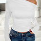 Devine Ruched One Shoulder Long Sleeve T-Shirt Wäre Rare Trend