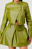 Button Up Pu Leather jacket and Skirt Set Wäre Rare Fashion