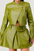 Button Up Pu Leather jacket and Skirt Set Wäre Rare Fashion