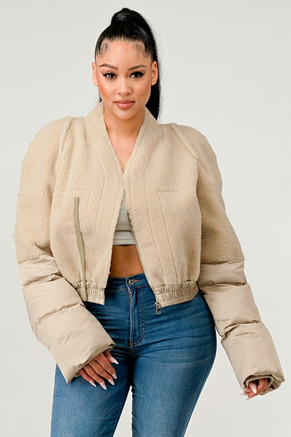 Plush Puff Sleeve Bomber Jacket Athina