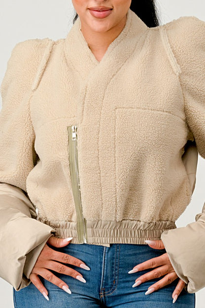 Plush Puff Sleeve Bomber Jacket Athina