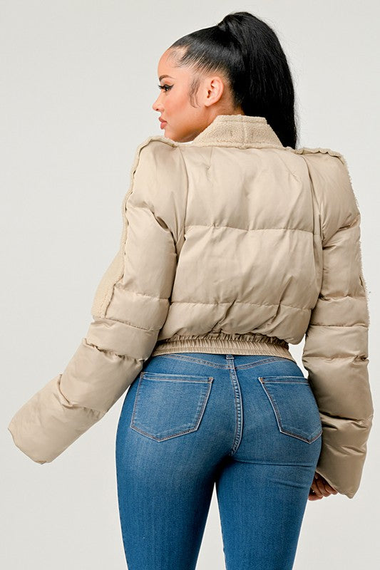 Plush Puff Sleeve Bomber Jacket Athina