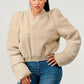 Plush Puff Sleeve Bomber Jacket Athina