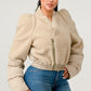 Plush Puff Sleeve Bomber Jacket Athina