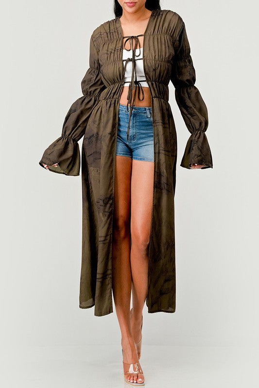 SHIRRING FRONT TIE CARDIGAN Wäre Rare Fashion