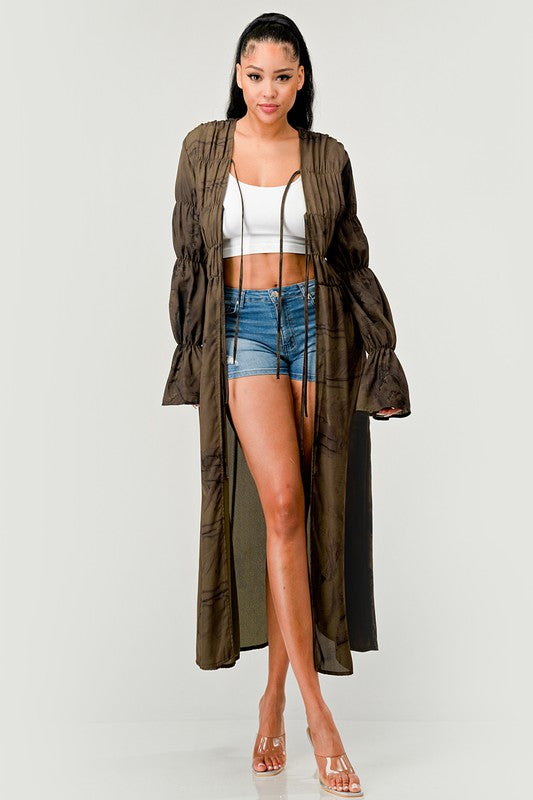 SHIRRING FRONT TIE CARDIGAN Wäre Rare Fashion