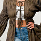 SHIRRING FRONT TIE CARDIGAN Wäre Rare Fashion