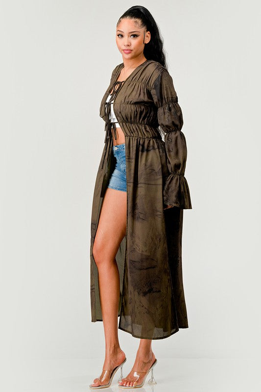 SHIRRING FRONT TIE CARDIGAN Wäre Rare Fashion