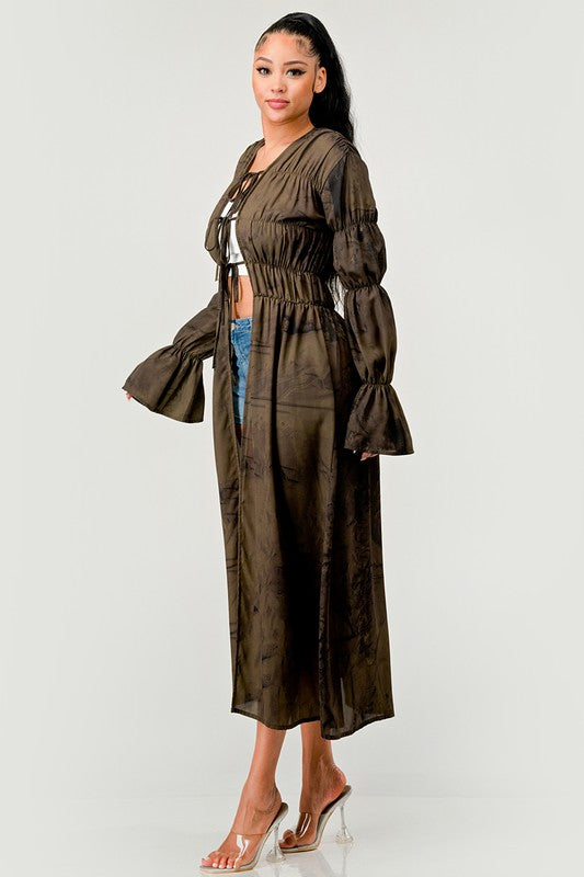 SHIRRING FRONT TIE CARDIGAN Wäre Rare Fashion