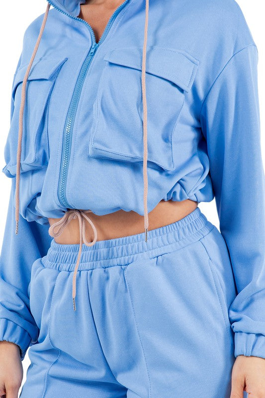 ZIPPED CARGO TOP TRACKSUIT