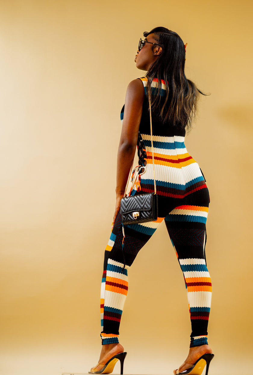 Santorini Sunset Striped Jumpsuit Wäre Rare