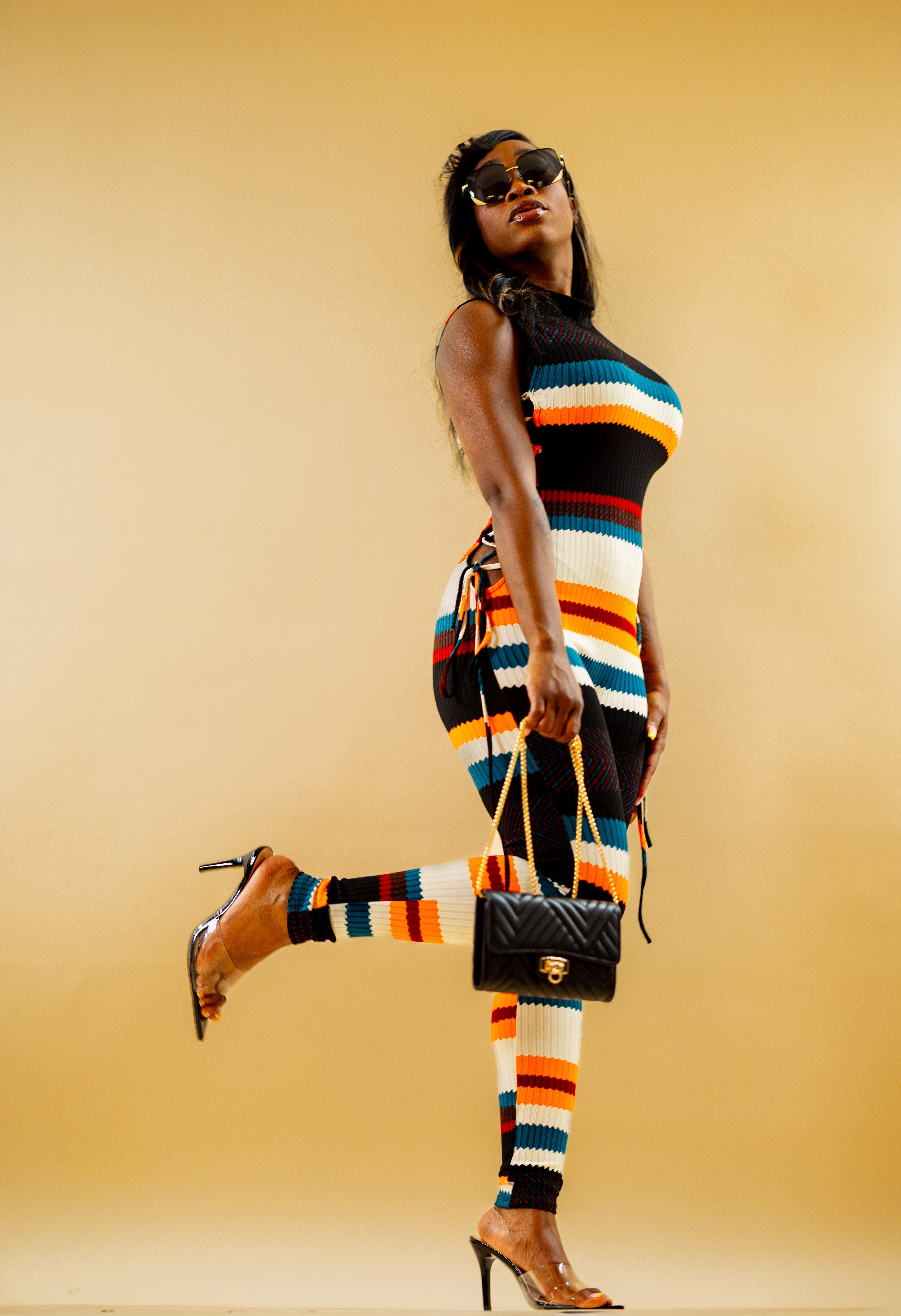 Santorini Sunset Striped Jumpsuit Wäre Rare