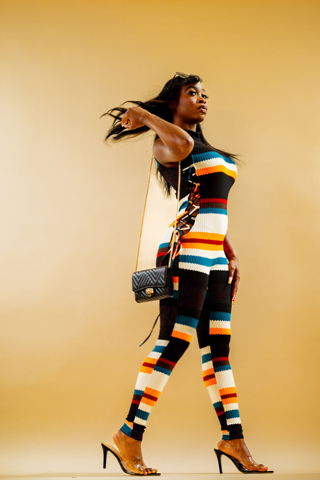 Santorini Sunset Striped Jumpsuit Wäre Rare