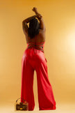 Crimson Cowl-Neck Halter Jumpsuit Wäre Rare