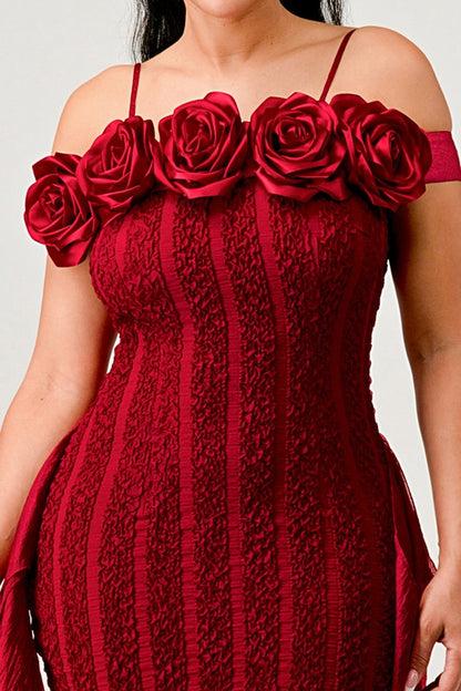 ENCHANTING ROSE OFF SHOULDER DRESS