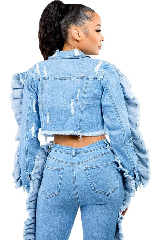 FLOUNCED DENIM JACKET