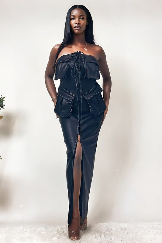 SARTORIAL PU LEATHER DRESS Wäre Rare Fashion