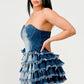 DENIM DELIGHT TIERED RUFFLE DRESS Wäre Rare Fashion